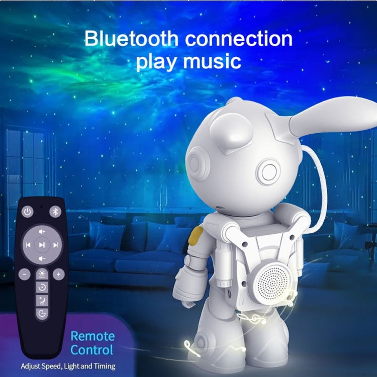 G001 Space Rabbit Starry Sky Projection Lamp Bluetooth Speaker 2 in 1 Laser Light - White