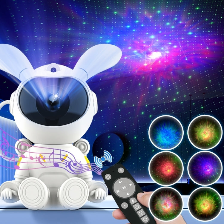 G002 Space Rabbit Starry Sky Projection Lamp Bluetooth Speaker 2 in 1 Laser Light - White