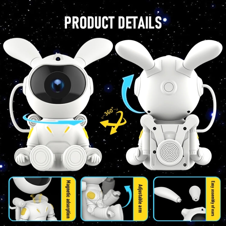 G002 Space Rabbit Starry Sky Projection Lamp Bluetooth Speaker 2 in 1 Laser Light - White