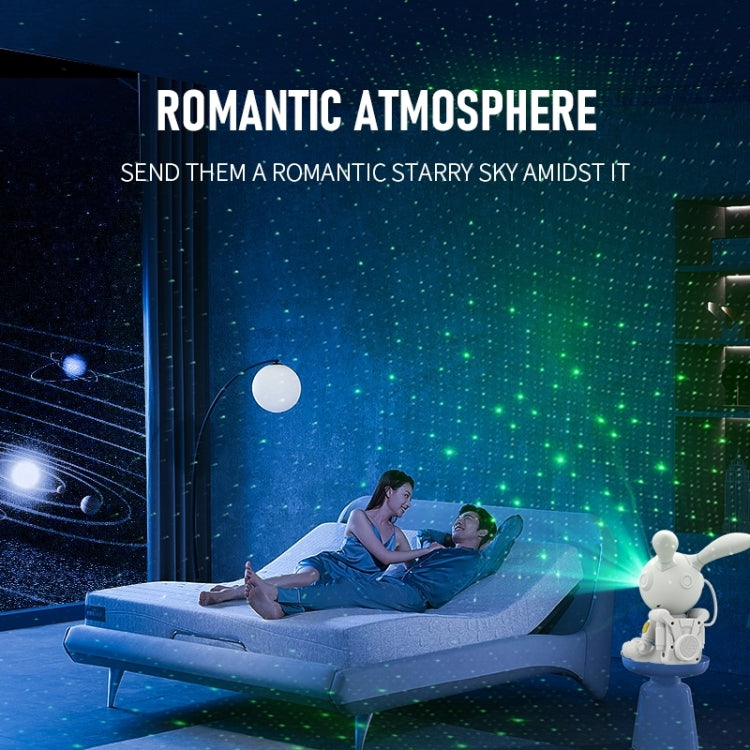 G002 Space Rabbit Starry Sky Projection Lamp Bluetooth Speaker 2 in 1 Laser Light - White