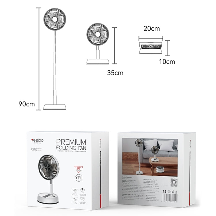 Yesido YF11 Foldable Telescopic Floor Fan - White