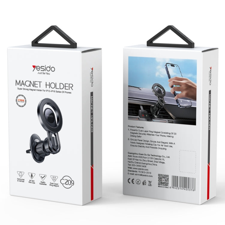 Yesido C209 MagSafe Magnetic Air Vent Car Holder - Black