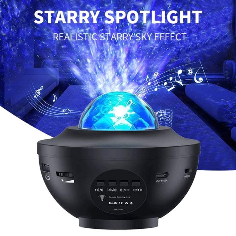 G004 Small Bowl Starry Projection Lamp Laser Light with Bluetooth Speaker - Black