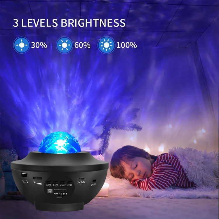 G004 Small Bowl Starry Projection Lamp Laser Light with Bluetooth Speaker - Black