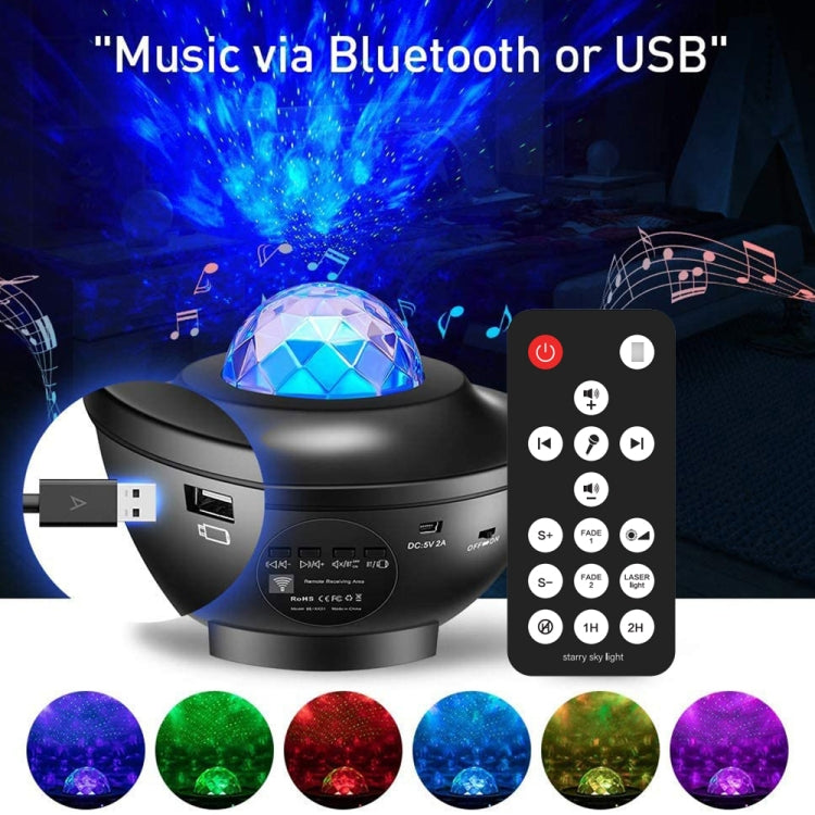 G004 Small Bowl Starry Projection Lamp Laser Light with Bluetooth Speaker - Black