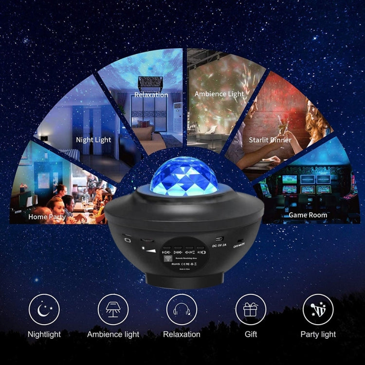 G004 Small Bowl Starry Projection Lamp Laser Light with Bluetooth Speaker - Black