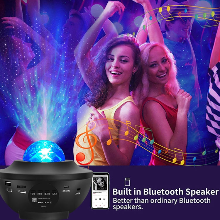 G004 Small Bowl Starry Projection Lamp Laser Light with Bluetooth Speaker - Black