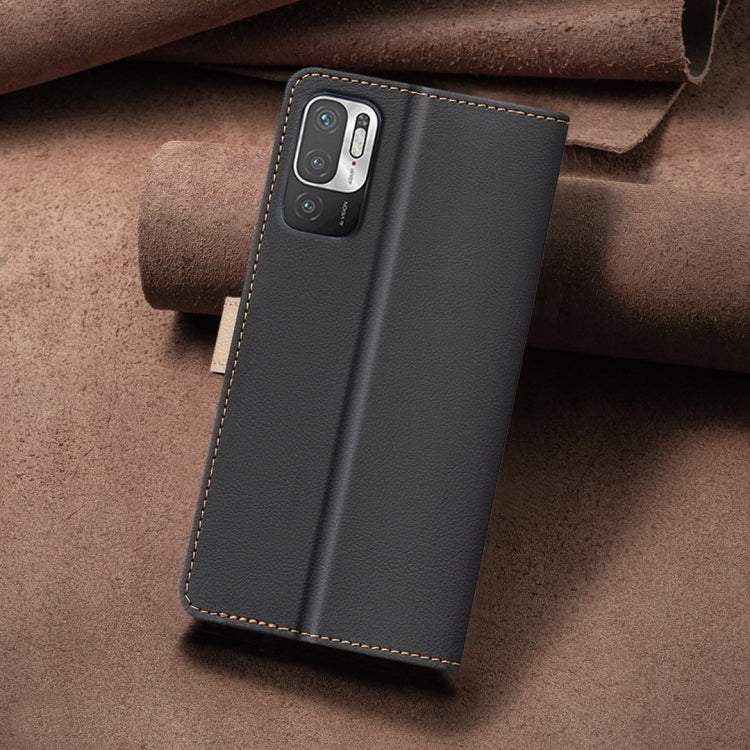 For Xiaomi Poco M3 Pro / Redmi Note 10 5G Color Matching RFID Anti-theft Leather Phone Case