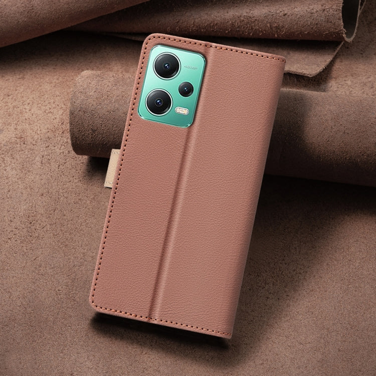 For Xiaomi Redmi Note 12 5G Global / Poco X5 Color Matching RFID Anti-theft Leather Phone Case