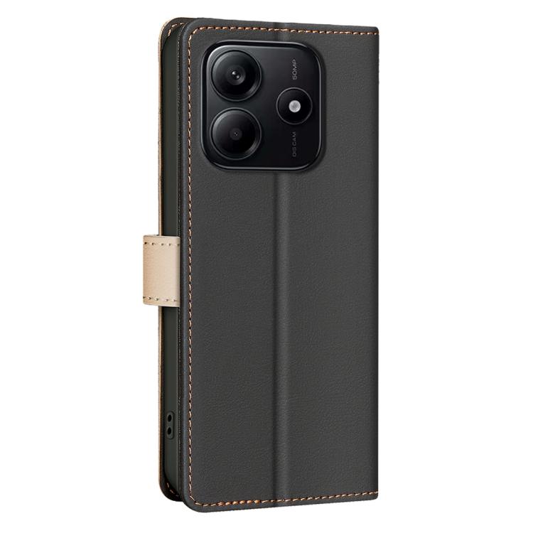 For Redmi Note 14 4G 163.25mm Color Matching RFID Anti-theft Leather Phone Case