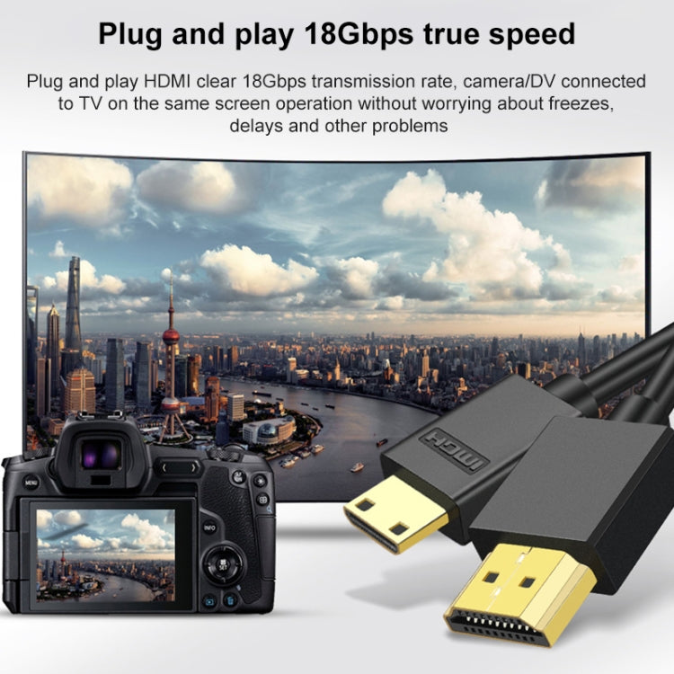 HDMI to Mini HDMI 4K UHD 18Gbps Video Connection Cable, Length:0.5m - Black