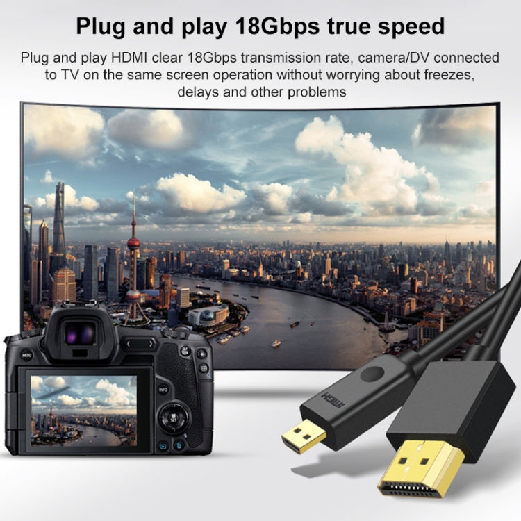 HDMI to Micro HDMI 4K UHD 18Gbps Video Connection Cable, Length:1m - Black