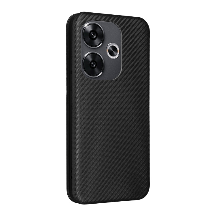 For Xiaomi Redmi Turbo 3 / Poco F6 Carbon Fiber Texture Flip Leather Phone Case