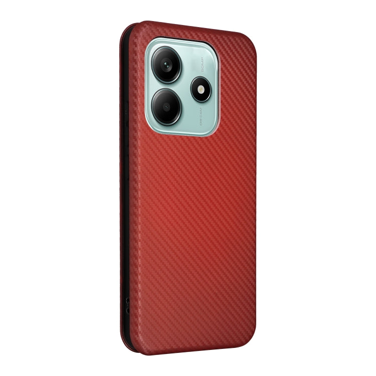 For Redmi Note 14 4G Global 163.25mm Carbon Fiber Texture Flip Leather Phone Case