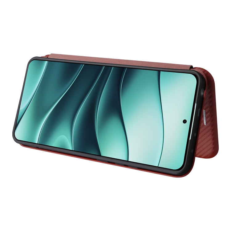 For Redmi Note 14 4G Global 163.25mm Carbon Fiber Texture Flip Leather Phone Case