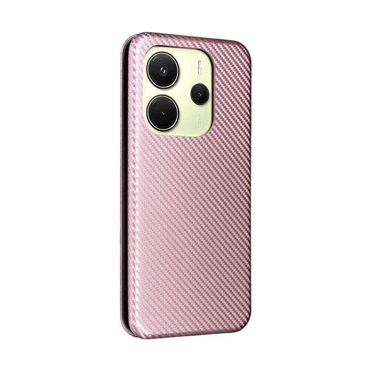 For Xiaomi Poco M7 Pro 5G / Redmi Note 14 5G Carbon Fiber Texture Flip Leather Phone Case