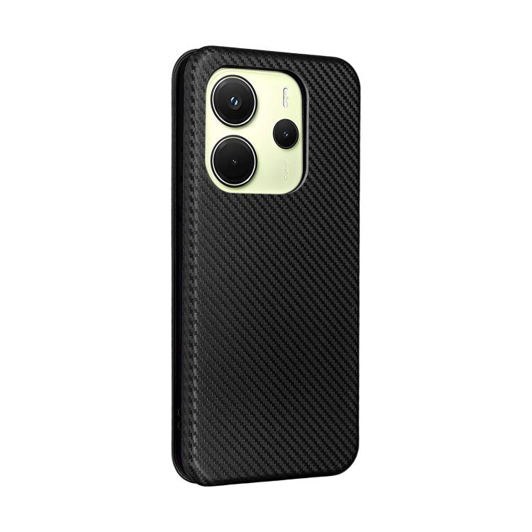 For Xiaomi Poco M7 Pro 5G / Redmi Note 14 5G Carbon Fiber Texture Flip Leather Phone Case