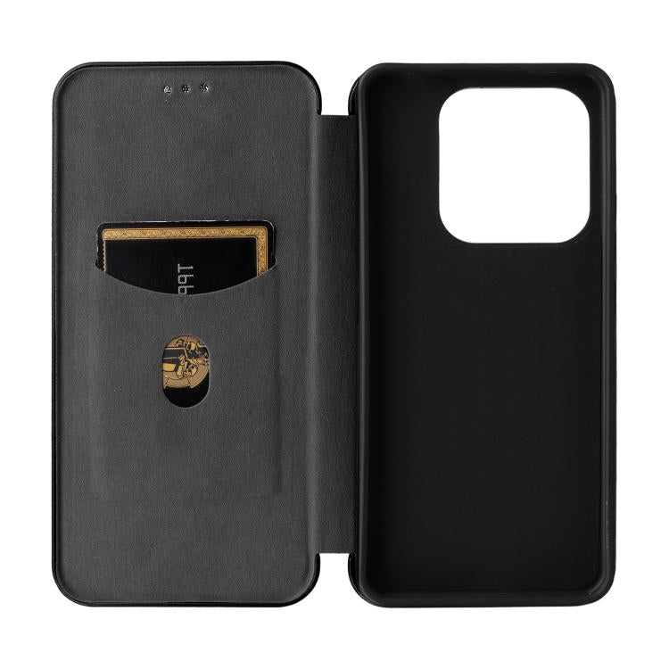 For Xiaomi Poco M7 Pro 5G / Redmi Note 14 5G Carbon Fiber Texture Flip Leather Phone Case