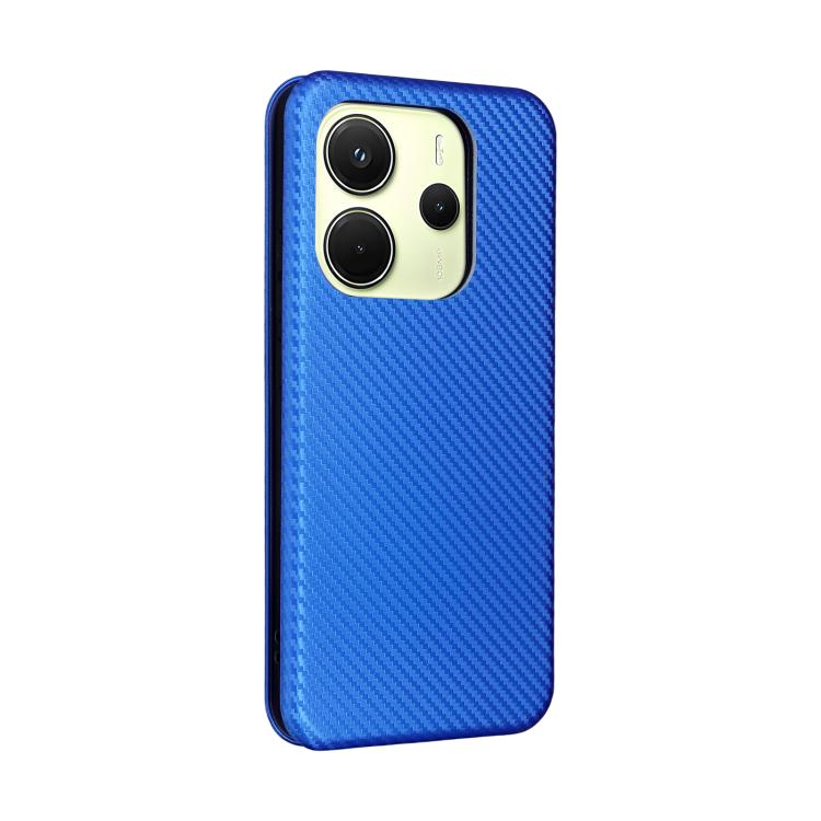 For Xiaomi Poco M7 Pro 5G / Redmi Note 14 5G Carbon Fiber Texture Flip Leather Phone Case