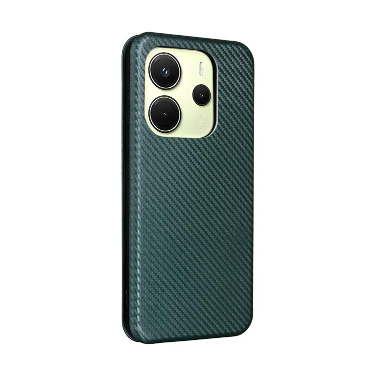 For Xiaomi Poco M7 Pro 5G / Redmi Note 14 5G Carbon Fiber Texture Flip Leather Phone Case