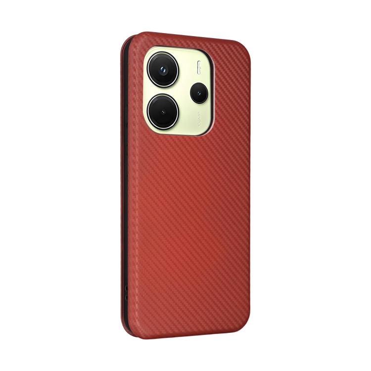 For Xiaomi Poco M7 Pro 5G / Redmi Note 14 5G Carbon Fiber Texture Flip Leather Phone Case