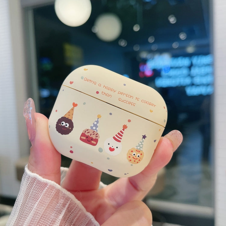 For AirPods 3 Cookies Pattern Earbuds Box Frosted TPU Case - Beige