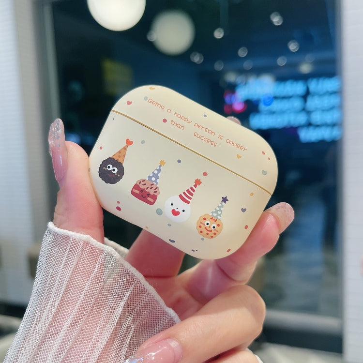 For AirPods Pro Cookies Pattern Earbuds Box Frosted TPU Case - Beige