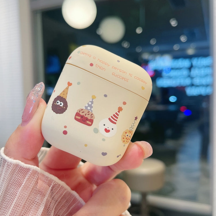 For AirPods 2 / 1 Cookies Pattern Earbuds Box Frosted TPU Case - Beige