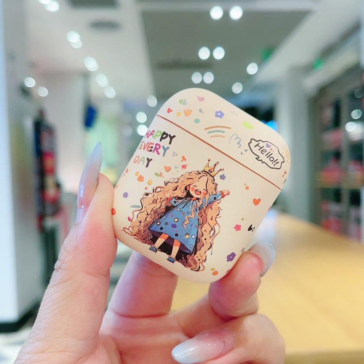 For AirPods 2 / 1 Girl Pattern Earbuds Box Frosted TPU Case