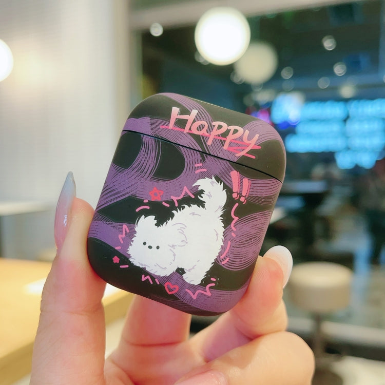 For AirPods 2 / 1 Cat and Dog Pattern Earbuds Box Frosted TPU Case
