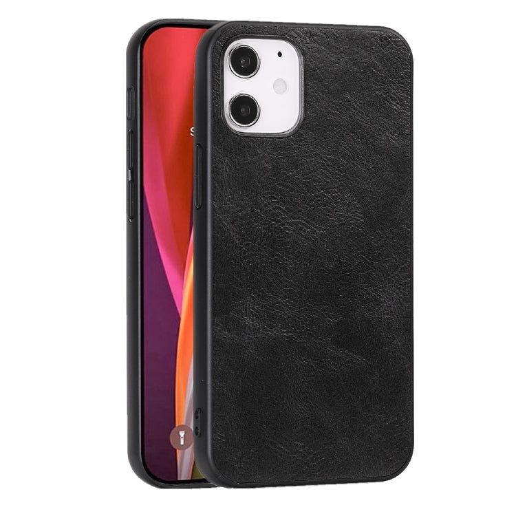 For iPhone 12 mini Crazy Horse Textured Calfskin PU+PC+TPU Case