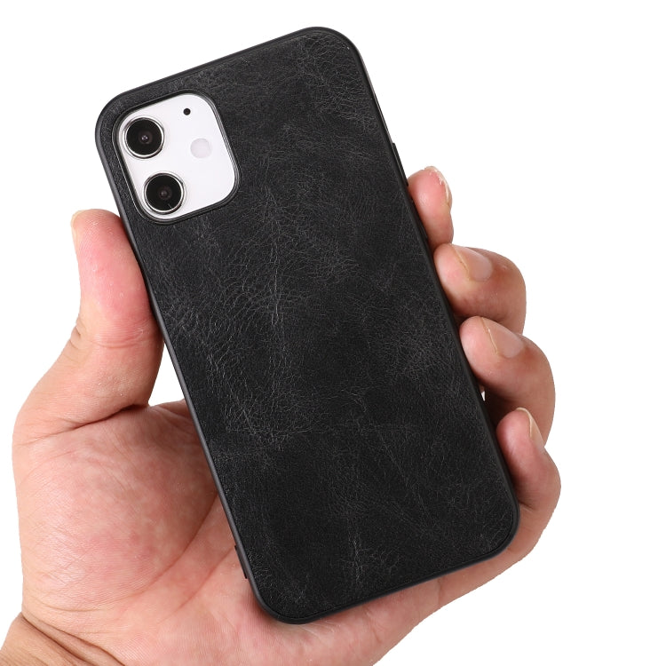 For iPhone 12 mini Crazy Horse Textured Calfskin PU+PC+TPU Case