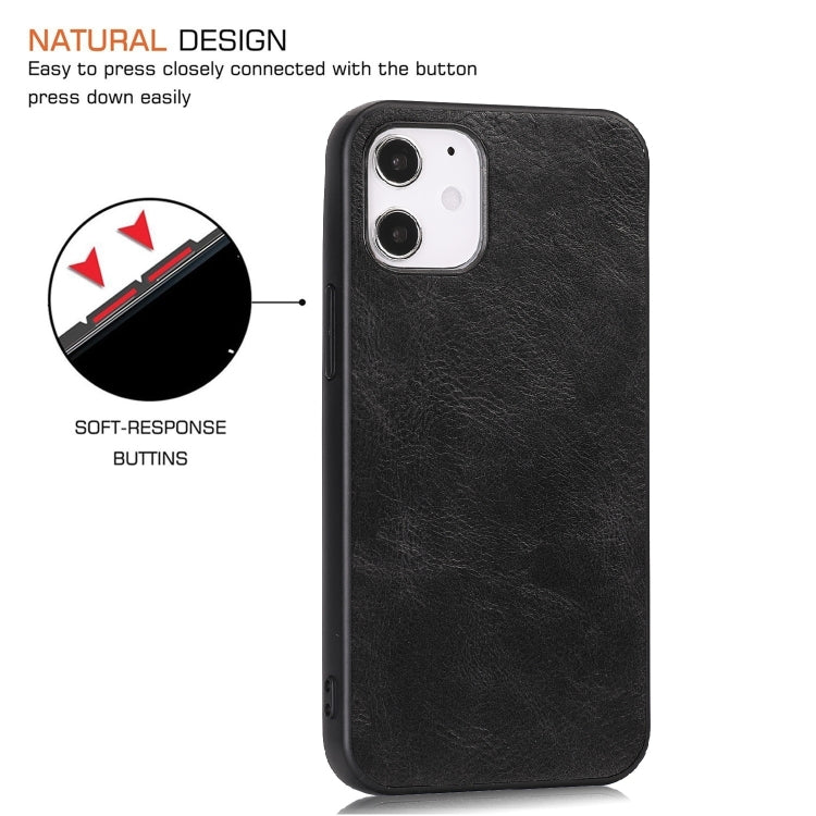 For iPhone 12 mini Crazy Horse Textured Calfskin PU+PC+TPU Case