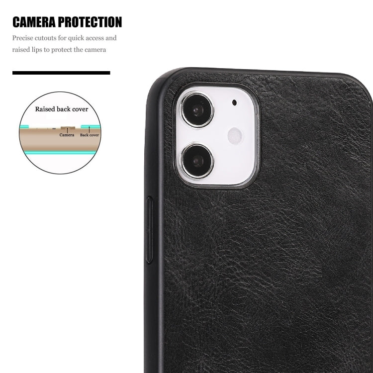 For iPhone 12 mini Crazy Horse Textured Calfskin PU+PC+TPU Case
