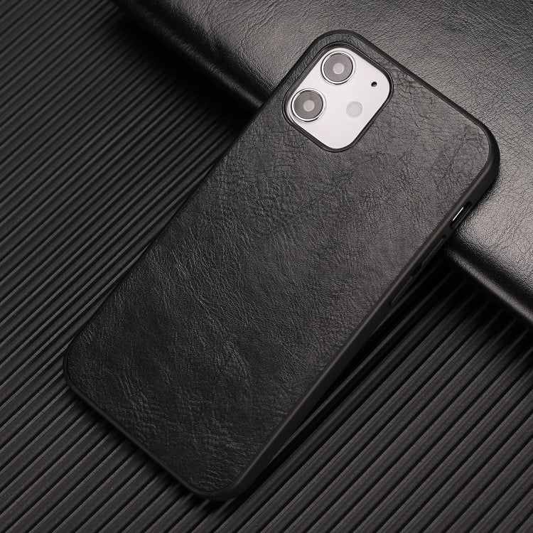 For iPhone 12 mini Crazy Horse Textured Calfskin PU+PC+TPU Case