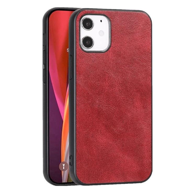 For iPhone 12 mini Crazy Horse Textured Calfskin PU+PC+TPU Case