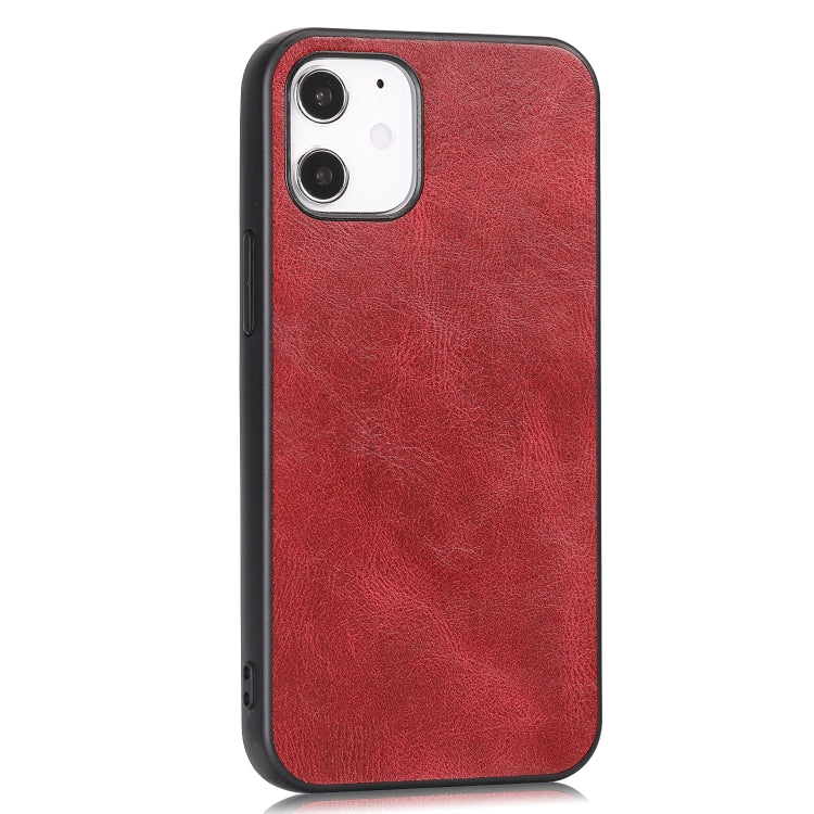 For iPhone 12 mini Crazy Horse Textured Calfskin PU+PC+TPU Case