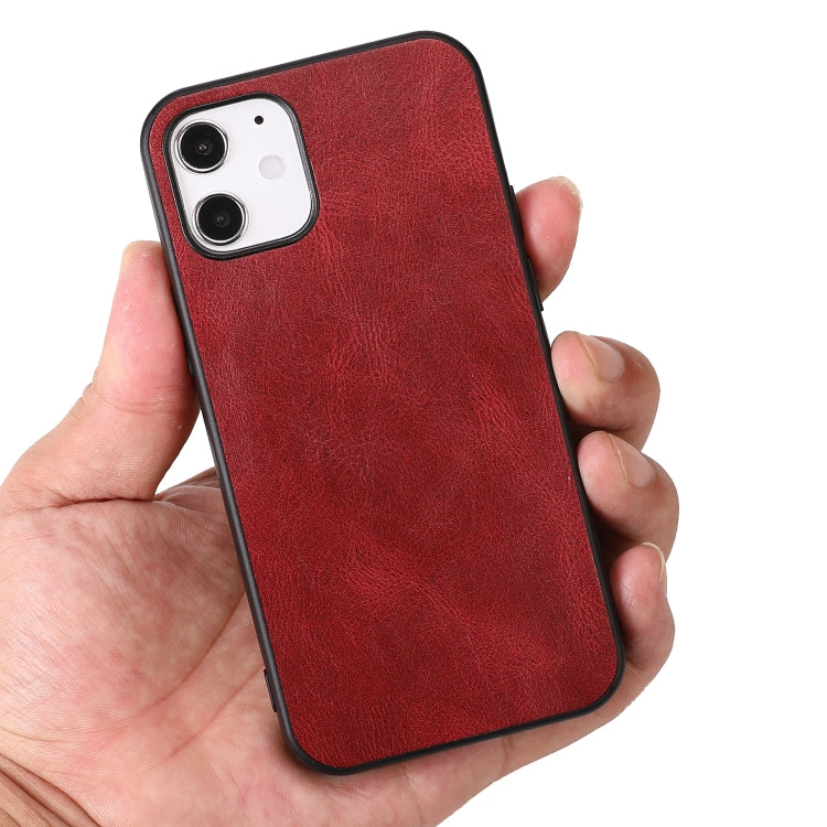 For iPhone 12 mini Crazy Horse Textured Calfskin PU+PC+TPU Case