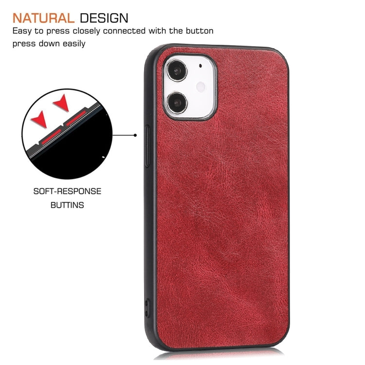 For iPhone 12 mini Crazy Horse Textured Calfskin PU+PC+TPU Case