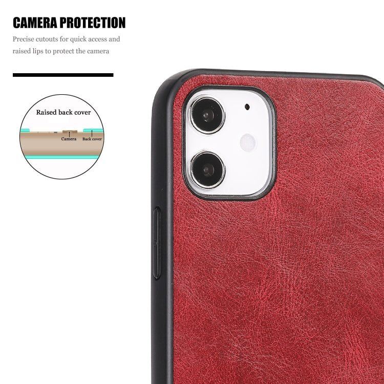 For iPhone 12 mini Crazy Horse Textured Calfskin PU+PC+TPU Case