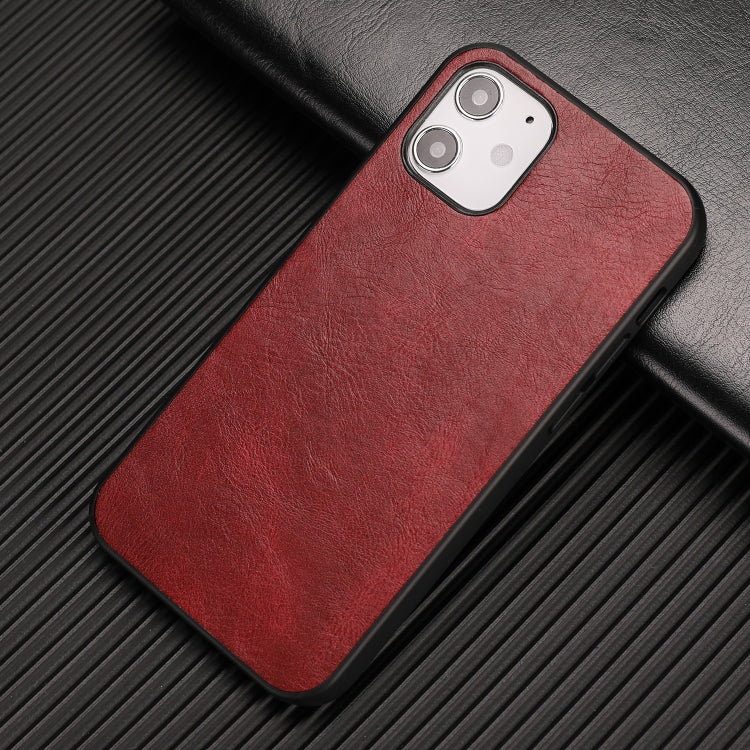 For iPhone 12 mini Crazy Horse Textured Calfskin PU+PC+TPU Case