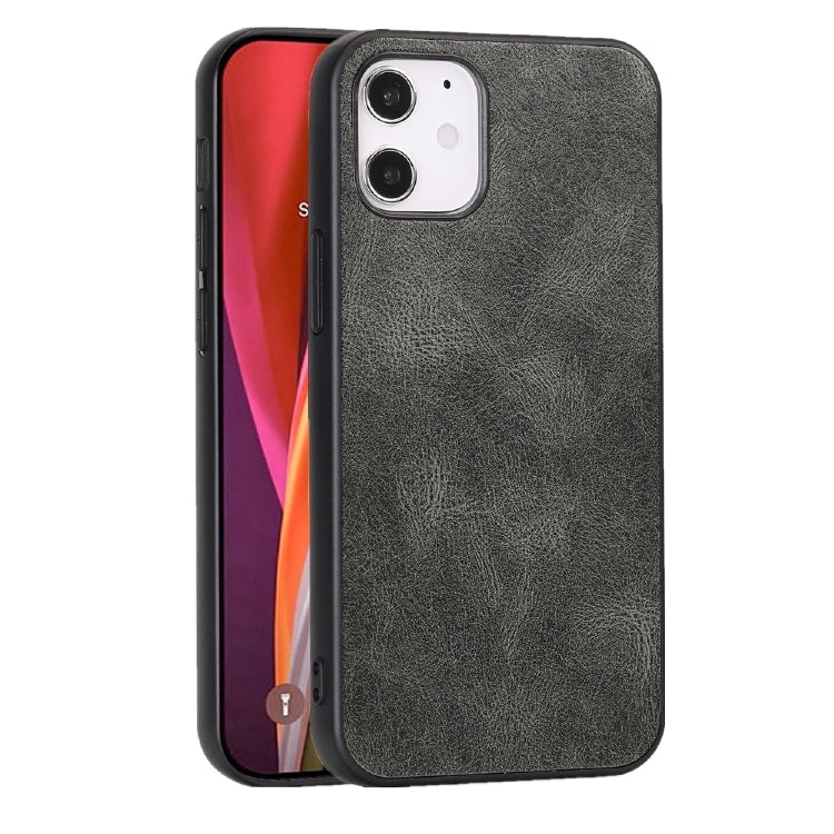 For iPhone 12 mini Crazy Horse Textured Calfskin PU+PC+TPU Case
