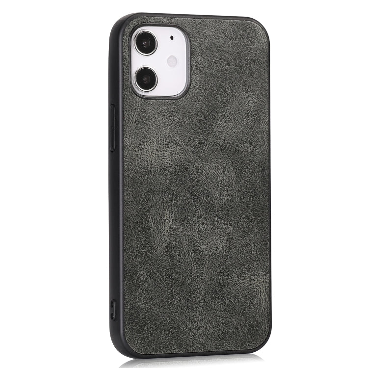 For iPhone 12 mini Crazy Horse Textured Calfskin PU+PC+TPU Case