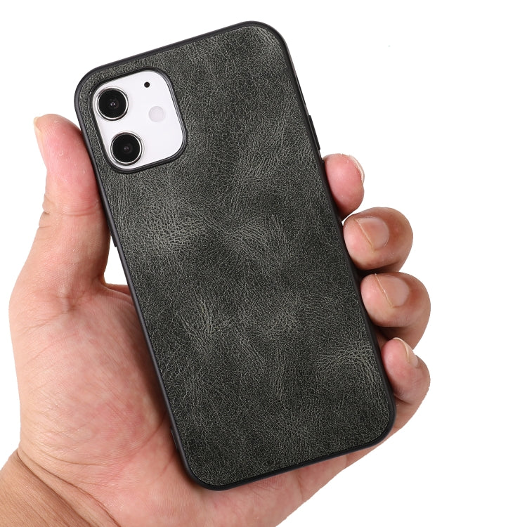 For iPhone 12 mini Crazy Horse Textured Calfskin PU+PC+TPU Case