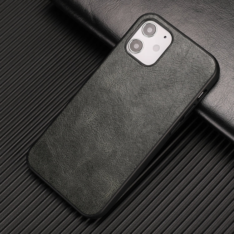For iPhone 12 mini Crazy Horse Textured Calfskin PU+PC+TPU Case