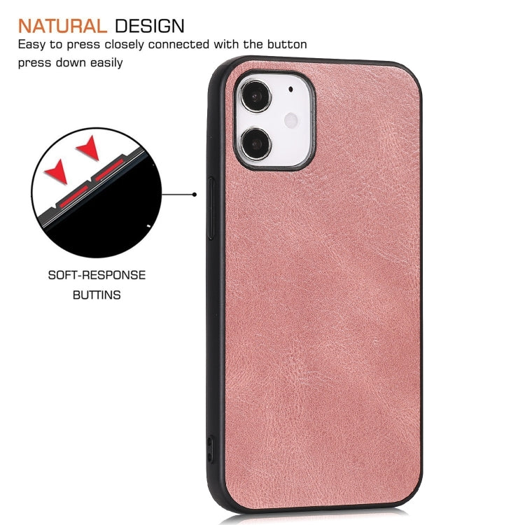 For iPhone 12 mini Crazy Horse Textured Calfskin PU+PC+TPU Case