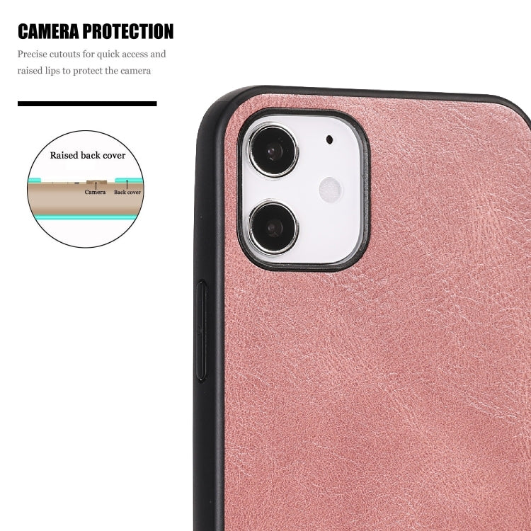 For iPhone 12 mini Crazy Horse Textured Calfskin PU+PC+TPU Case