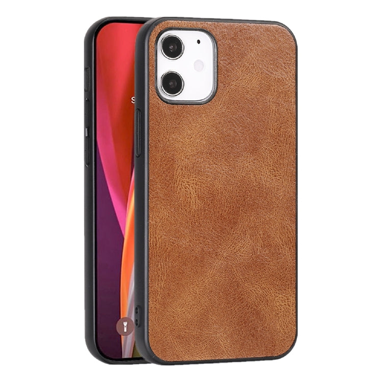 For iPhone 12 mini Crazy Horse Textured Calfskin PU+PC+TPU Case
