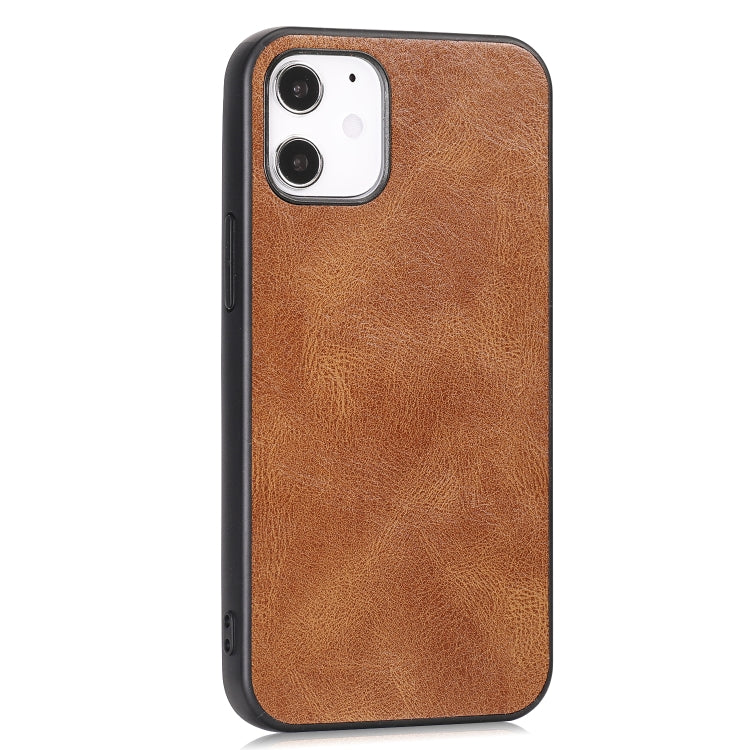 For iPhone 12 mini Crazy Horse Textured Calfskin PU+PC+TPU Case
