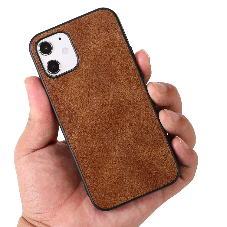 For iPhone 12 mini Crazy Horse Textured Calfskin PU+PC+TPU Case